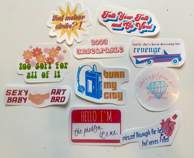 Taylor Sticker Pack Midnights Lyrics Waterproof Vinyl Etsy