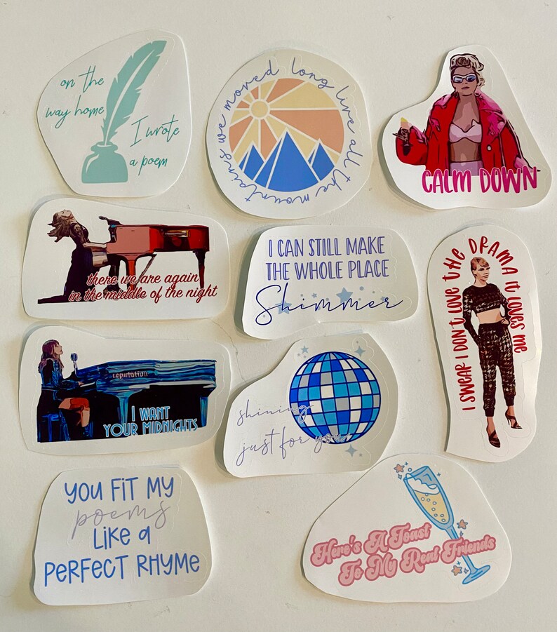 Taylor Sticker Pack Parallel Lyrics Waterproof Vinyl Stickers Etsy