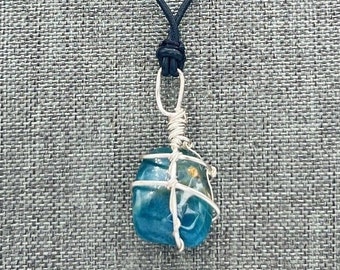 Apatite necklace, tumbled apatite, wire wrapped necklace, Apatite