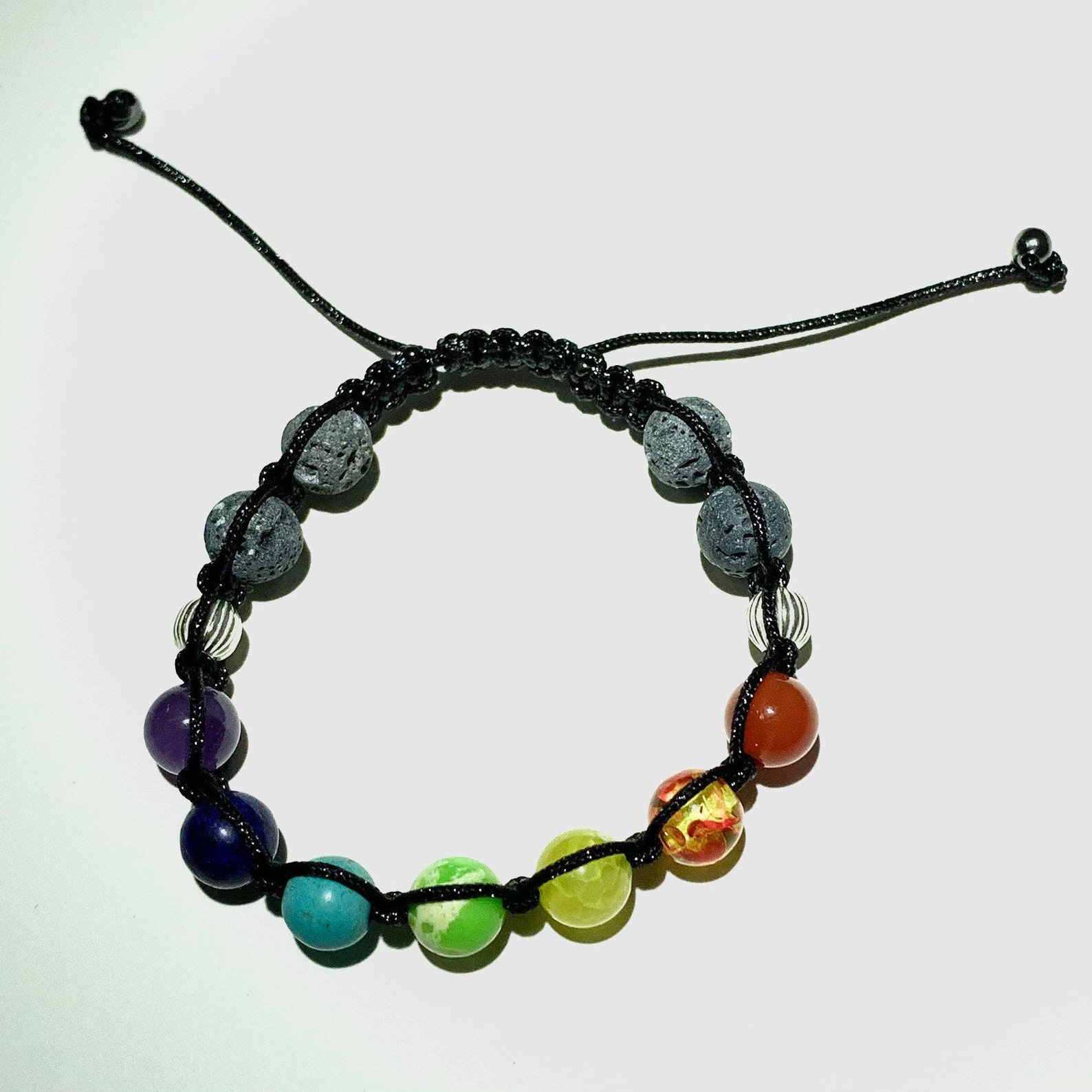 7 Chakra Balancing Bracelet Black nylon thread Chakra Etsy