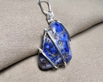 Sodalite pendant, sodalite necklace, adjustable necklace, unisex necklace