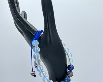 Lapis Lazuli and Moonstone adjustable bracelet, Lapis Lazuli, Moonstone