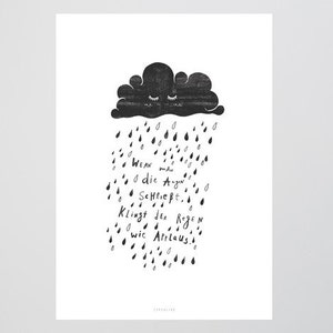 Applaus / Quote, Rain, Cloud, Typography Art, Kunstdruck Poster, Wall-Art