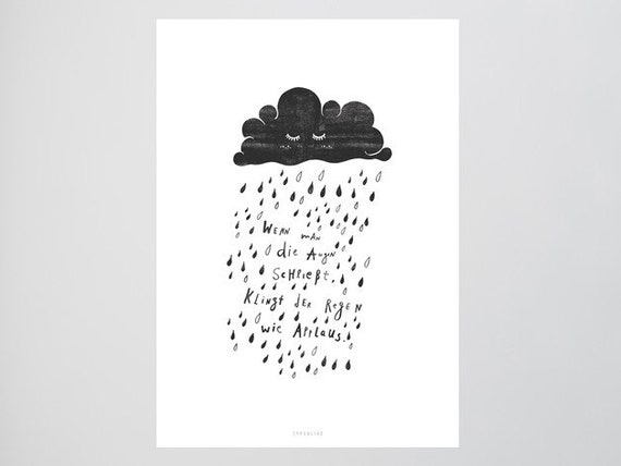 Applaus / Rain, Cloud, Hong Etsy Poster, Art, Quote, - Kong Kunstdruck Wall-art Typography