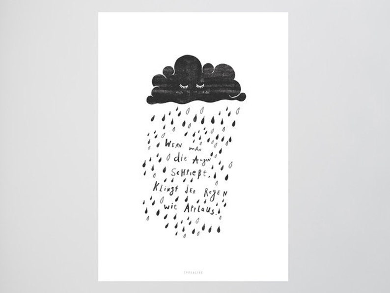 Applaus / Quote, Rain, Cloud, Typography Art, Kunstdruck Poster, Wall-Art image 1