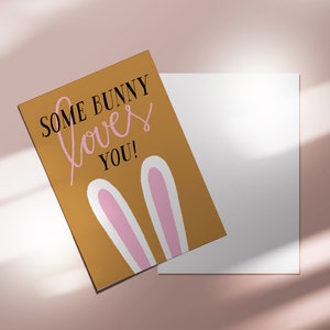 Easter Card / Some Bunny Loves You / Funny card for Easter with Easter Bunny for her or for him Greeting Card with a funny word pun image 3