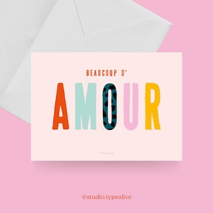 ラブカード / BEAUCOUP D'AMOUR / 面白くて美しいバレンタインデーカード、記念日に、面白いことわざ付き - あなたのパートナーに最適