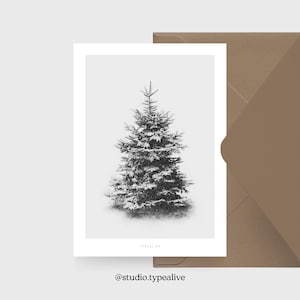Carte de Noël / SAPIN NEIGE NO. 1/ Carte de Noël simple et belle - carte de voeux pour l'Avent pour la famille, les amis et les collègues