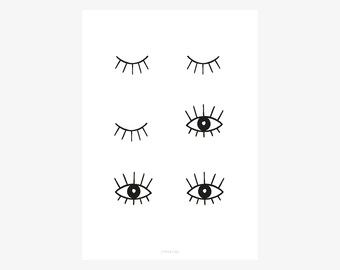 Smunday / Illustration, Eyes, Fine Art-Print, Wall-Art, Minimal Poster Art, Typography Art, Premium Poster, Kunstdruck Poster