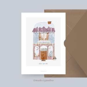 Carte de Noël / MAGASINS D'HIVER NO. 6/ Carte de Noël simple et belle - carte de voeux pour l'Avent pour la famille, les amis et les collègues