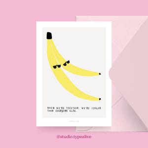 Liebes-Karte / TOGETHER NO. 1 / Lustige und schöne Valentinstagskarte, zum Jubiläum, mit witzigem Spruch – für den Partner, zwei Bananen