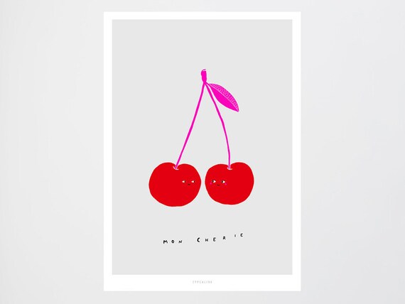 Mon Cherie Cherry Valentines Day Love Darling Pink Etsy
