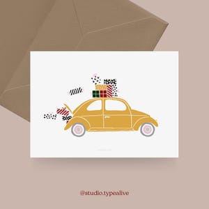 Carte de Noël / DRIVING HOME NO. 1/ Carte de Noël simple et belle - carte de voeux pour l'Avent pour la famille, les amis et les collègues