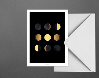 Postkarte / Mondphasen / Schlichte Karte Mond Modern