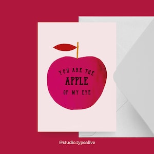 Liebes-Karte / APPLE OF MY / Lustige und schöne Valentinstagskarte, für Paare zum Jubiläum, mit witzigem Spruch – perfekt für den Partner
