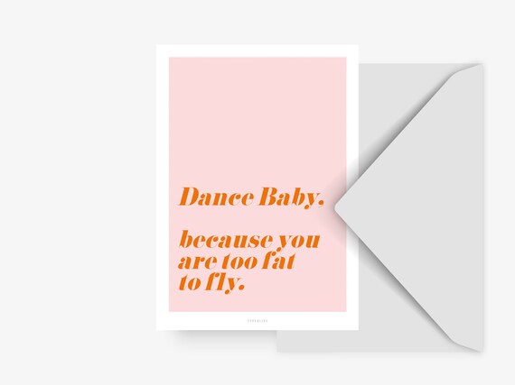 Postkarte Dance Baby Champagne Fat Flying Funny Card Etsy