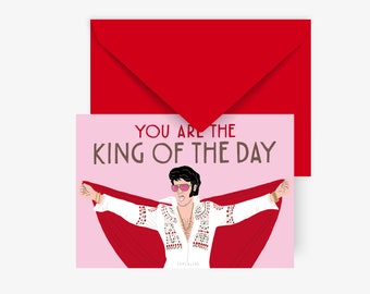 Geburtstagskarte / King Of The Day / Lustige Karte zum Geburtstag oder bestandener Prüfung für Vater oder Freunde mit Illustration