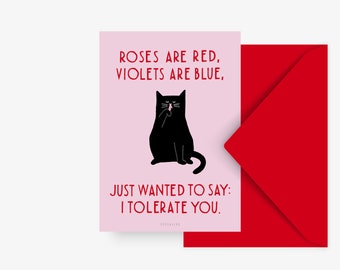 Valentinstag Karte / Valentine Cat No. 1 / lustige Katzen Postkarte zum Valentinstag für Katzenliebhaber als Geschenk mit witzigem Spruch