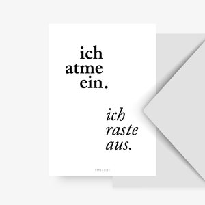 Postcard / Ich Atme Ein / Retro card Thank You for Lovers Birthday Card for her I Love You Valentine's Day typographic Greeting Card image 2