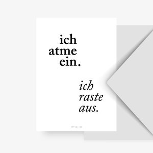 Postkarte / Ich Atme Ein / Lustige Karte mit Spruch typografische karte beste Freundin oder Familie Ich raste aus Yoga Bild 2