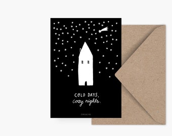 Weihnachtskarte / COZY NIGHTS / schöne Postkarte zu Weihnachten, als Geschenk oder Anhänger, für Kinder, die Mama oder Freundin