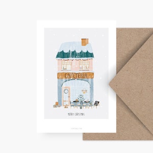 Carte de Noël / MAGASINS D'HIVER NO. 1/ Carte de Noël simple et belle - carte de voeux pour l'Avent pour la famille, les amis et les collègues