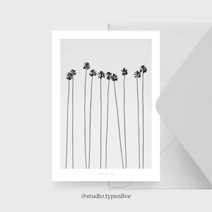 Carte pour diverses occasions / TOUT SUR LE NON. 5 / Carte postale pour de nombreuses occasions - comme salutation ou invitation pour les amis et la famille, palmiers, gris