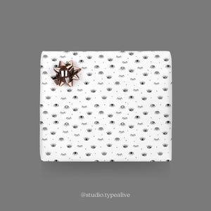 Geschenkpapier / ALL EYES ON / Weiße Geschenkbögen mit Augen, für Weihnachten, Hochzeit, Geburtstag – exklusive Geschenkverpackung