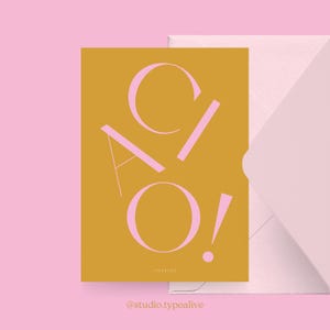 Carte d'adieu / CIAO / carte postale pour de nombreuses occasions - comme salutation ou invitation pour les amis et la famille, salutation d'adieu en italien