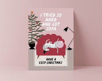 Christmas card / D004 Christmas Sofa / funny card for Christmas with dogs for dog owners as a gift with a funny saying Cuddle