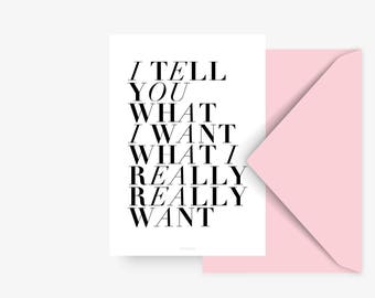 Postcard / I Tell You / Funny Valentine's Day Card with Spice Girls Lyrics to Give Away