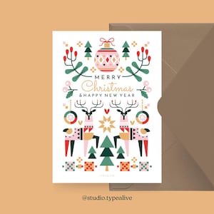 Carte de Noël / NOËL GÉOMÉTRIQUE NO. 2/ Carte de Noël simple et belle - carte de voeux pour l'Avent pour la famille, les amis et les collègues