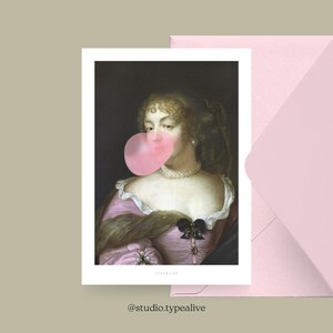 Biglietto per varie occasioni / RAGAZZE VOGLIAMO SOLO / Cartolina per molte occasioni - come saluto o invito per amici e parenti, gomma da masticare