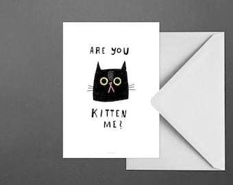 Postcard Catisfaction No. 2 / Cat, Catlovers, Satisfaction, Kitten, Kidding, Typography Art, Kunstdruck