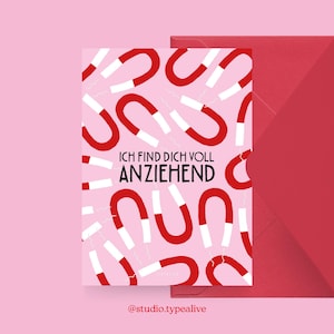Liebes-Karte / VOLL ANZIEHEND / Lustige und schöne Valentinstagskarte, zum Jubiläum, mit witzigem Spruch – für den Partner