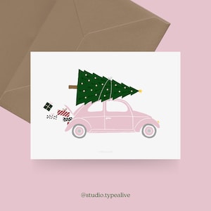 Carte de Noël / DRIVING HOME NO. 2/ Carte de Noël simple et belle - carte de voeux pour l'Avent pour la famille, les amis et les collègues