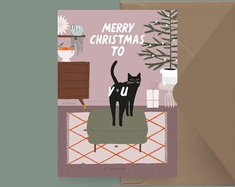Carte de Noël / Pétisfaction "Chats" VOUS / Carte de Noël amusante avec chat - Carte de voeux amusante pour les fans de chats, disant "Joyeux Noël"