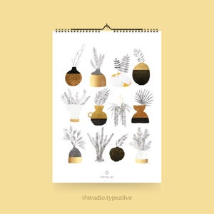 Wall calendar / URBAN VASES / DIN A4, illustrated vases, calendar 2025, birthday calendar, as a birthday present, Christmas present