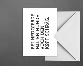 Postkarte Schräg / Dogs, Curiosity, Head, Black and White, Card, Postcard, Greeting Card, Envelope, Present, Message, Letter