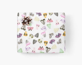 Geschenkpapier / MOTHS / Geschenkbögen mit Motten-Muster, schönes Geschenkpapier für Männer, für beste Freundin, Geburtstag, Weihnachten