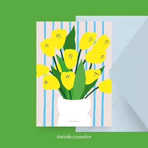 Carte de Pâques / TULIPES / Belle carte de printemps avec un bouquet de tulipes, comme cadeau pour maman, papa ou amis, anniversaire ou anniversaire
