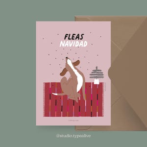 Cartão de Natal / Petisfaction "Cães" FLEAS NAVIDAD / Conjunto de cartões de Natal, cartão de Natal engraçado com cachorro, cartão postal para fãs de cães