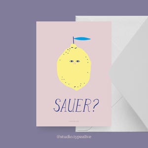 Carte d'excuses / SAUER / carte postale pour de nombreuses occasions - comme salutation ou invitation pour les amis et la famille, citron drôle