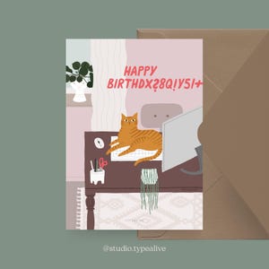Birthday card / Petisfaction "Cats" HAPPY BIRTHDXYZ / Postcard set cat, funny birthday card with cat, postcard for cat fans