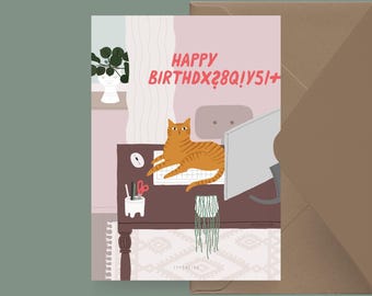 Carte d'anniversaire / Pétisfaction « Chats » HAPPY BIRTHDXYZ / jeu de cartes postales chat, carte d'anniversaire amusante avec chat, carte postale pour les fans de chats