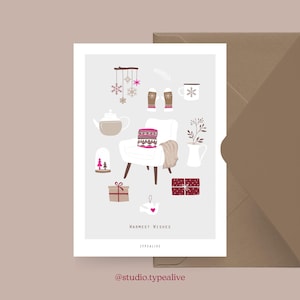 Carte de Noël / SOUHAITS LES PLUS CHALEUREUX / Carte de Noël simple et belle - carte de vœux de l'Avent pour la famille, les amis et les collègues