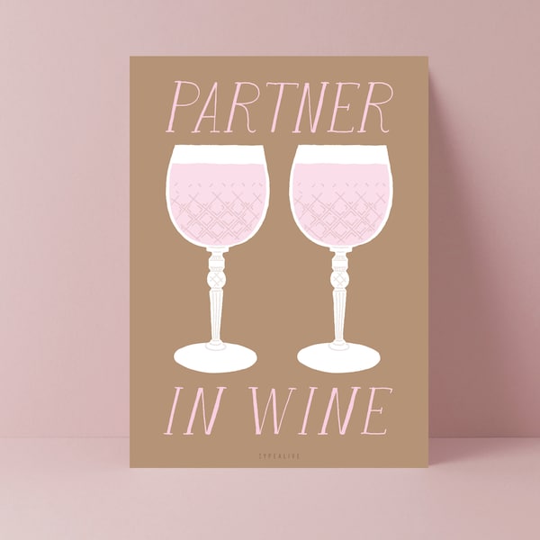 Valentine's Day Card / Partner In Wine / Funny card for Lovers Birthday Card for her or for him Greeting Card for best Friend