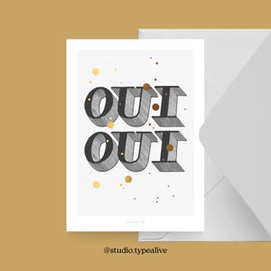Ansichtkaart / OUI OUI / Grappige en mooie wenskaart met spreuk - humoristisch cadeau-idee voor vrienden, familie en collega's