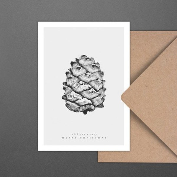 Weihnachtskarte Tannenzapfen No. 1 / fir cone, Postcard, Greeting Card, Present, Christmas, Typography, Artprint
