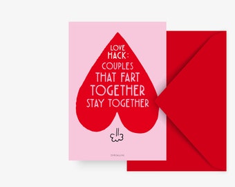 Valentine's Day Card / Love Hack / Funny card for Lovers Birthday Card for her or for him Greeting Card Valentine's Day Fart Love